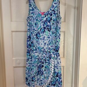 Lilly Pulitzer Blue and Green Floral Romper Small